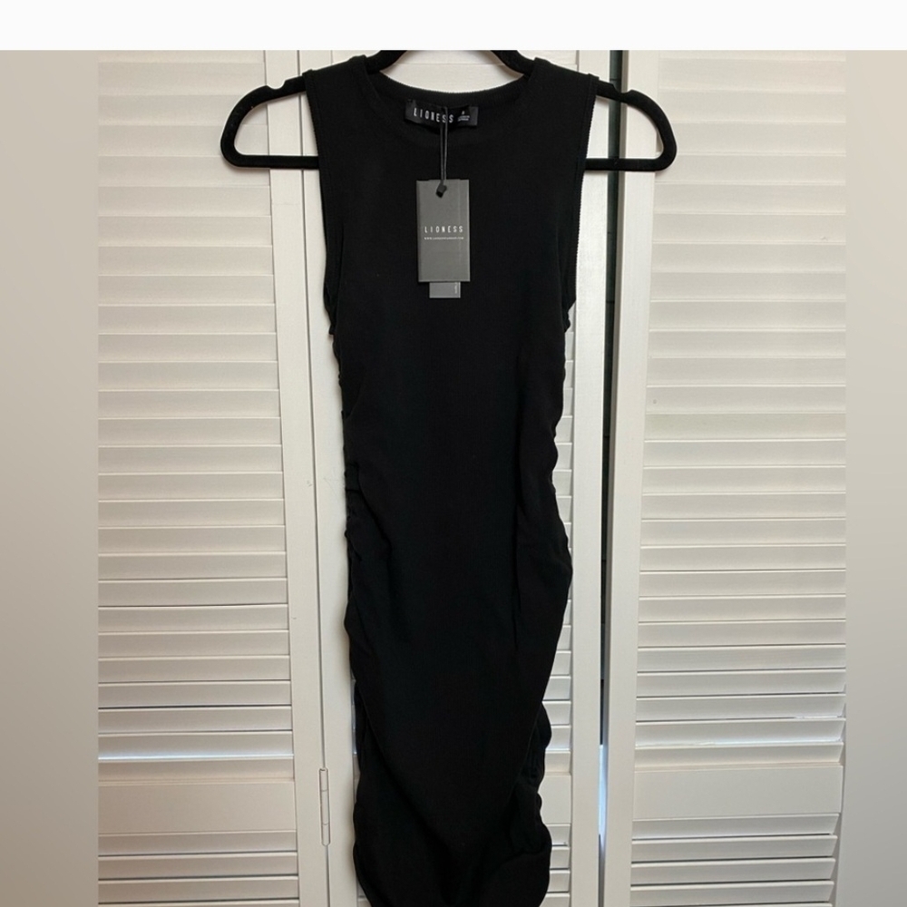 Lioness Black Ruched Multi-length (Mini Or Knee Length) Dress